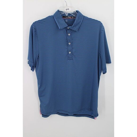 RALPH LAUREN RLX BLUE STRIPE POLO SHIRT SOUTHERN COMPANY SLV LOGO LARGE - Picture 1 of 7